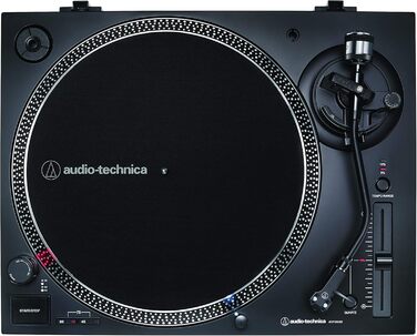 Програвач вінілових платівок Audio-Technica LP120XUSB, чорний, аналоговий і USB, з прямим приводом, комплект з карбоновою щіткою