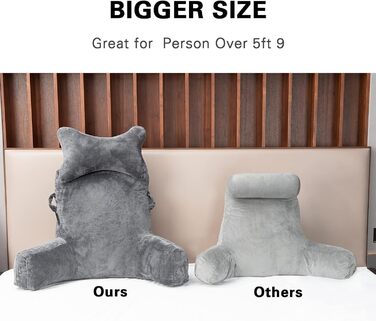 Підкова для читання з підголовником та підлокітником, сірого кольору (X-Large)