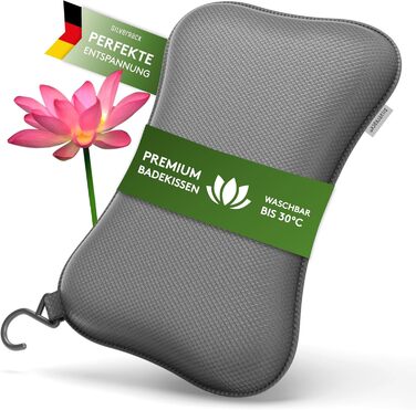 Подушка для ванни преміум-класу сірого кольору з присосками - зручна підтримка шиї та голови для ванни, джакузі та спа - аксесуар для ванної кімнати