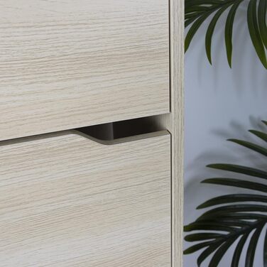 Стеллаж для взуття BAKAJI з МДФ, 4 дверцята, розкладний тримач, вбудовані ручки, подвійна глибина, компактний розмір, Slim 63 x 24 x 150 см, економія місця, для дому, зелений та дуб