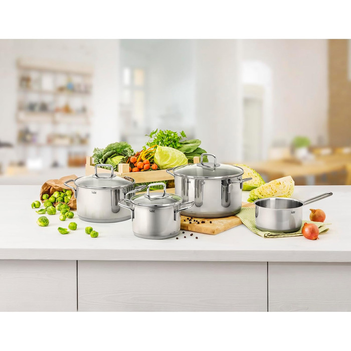 Каструля Silit Extra Cook з нержавіючої сталі 16 см з мірною шкалою та широким зливом, для плити Induktion