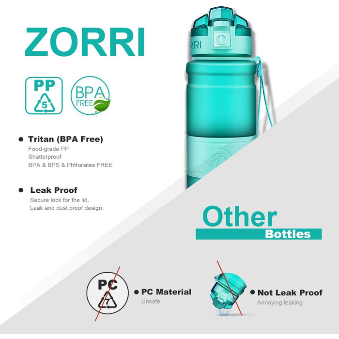 Спортивна пляшка для води ZORRI 1 л