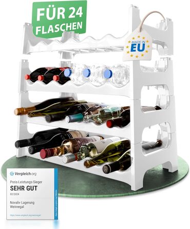 Стеляж для пляшок Novaliv на 36 пляшок з пластику, розширюваний, для вина, напоїв, спиртних напоїв