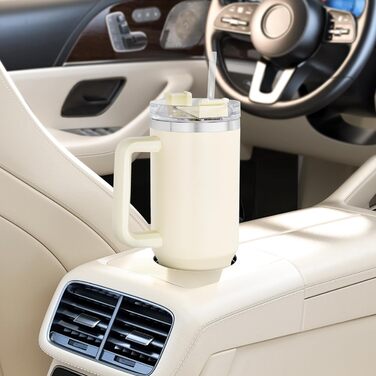 Термокружка FECBK з трубочкою та ручкою, 1.2л, нержавіюча сталь, вакуумна ізоляція, 12 год гаряче / 34 год холодне, Gepard (Бежевий)