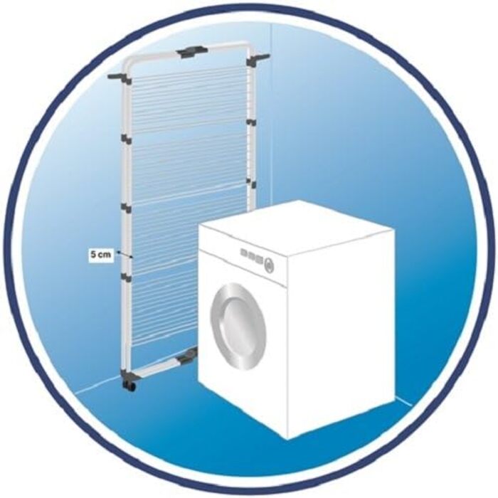 Змішувач Vileda 4-баштова сушильна стійка, сушильна стійка з 4 рівнями для 4 завантажень прання, гнучке з'єднання, прокатка, сталь, екологічна упаковка ((старий) змішувач 4)