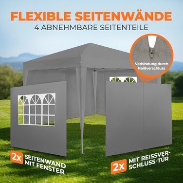 Павільйон Kronenburg Faltpavillon 3x3 м, водонепроникний, UV захист 50+, з 4 боковими частинами, колір шампань