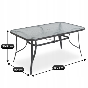 Комплект садових меблів MEBEL ELITE, тканина, чорний, 8 предметів