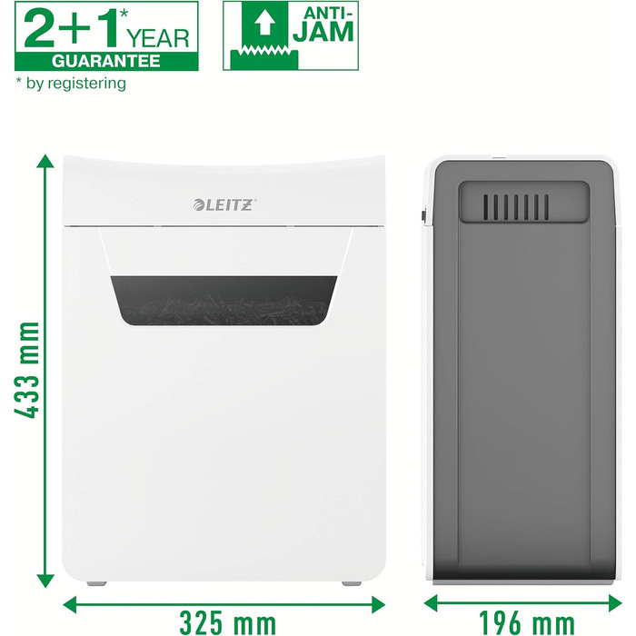 Leitz IQ 10X Premium Protect: Шредер для документів P4, 8 листів, частинковий різання, білий, для офісу та дому, сертифікований TÜV+GS