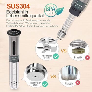 Су-від кухонний прилад KitchenBoss 1100W з LED дисплеєм, IPX7, 40-90°C