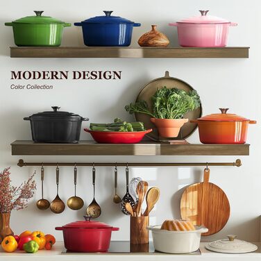 Чавунна каструля-гульяшник Overmont з емалевим покриттям, 26 см, 5.2 л, Graphite Gray — універсальний сотейник з кришкою для тушкування та запікання в духовці