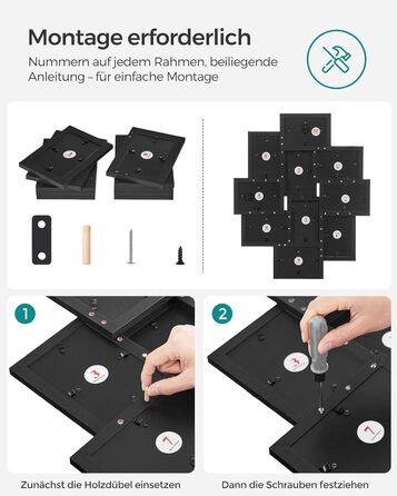 Фоторамка SONGMICS на 10 фото 10x15 см, колір чорний, матеріал МДФ - RPF20WT