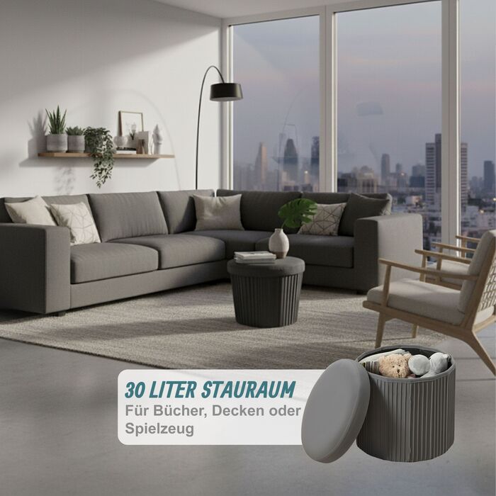 Relaxdays Пуф із оксамиту з об'ємом 30 літрів для зберігання