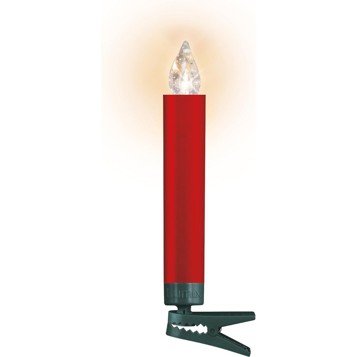 Krinner LUMIX Deluxe: Бездротові LED-свічки на ялинку, набір 10 шт., з пультом IR, 5 рівнів димування, ефект мерехтіння, червоний, арт. 74346