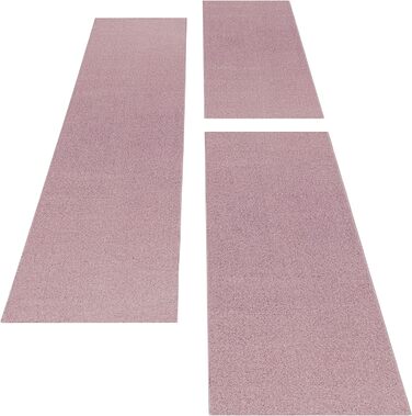 Ліжко SIMPEX оточує спальню 3-компонентний килим з коротким ворсом рожевий килим 2 x 80x150 1 x 80x250 - килим для спальні 3-компонентний бігун надзвичайно м'який надзвичайно пухнастий постільний килим Hal бігун набір 2 x 80x150 1 x 80x250 троянда