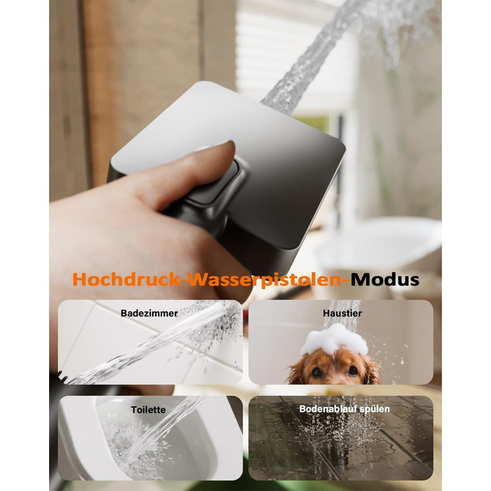 Фільтр для душу Cobbe з шлангом, високонапірна ручна лійка з 20-ступеневою фільтрацією, економна лійка з 6 режимами, підвищує тиск води, для жорсткої води (Q7.schwarz01)