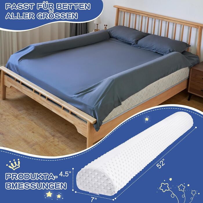 Бортик для ліжка дитячий захисний (2 шт, білий) - запобігає випаданню, знімний чохол, для немовлят та дорослих