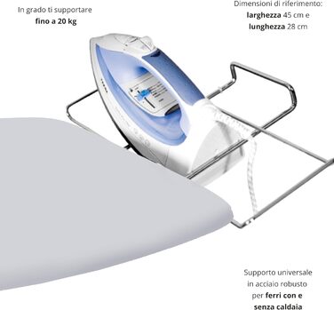 Прасувальна дошка Зроблено в Італії 125 x 48 см Прасувальна дошка з хромованої сталі М'яка кришка