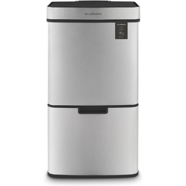 Сміттєвий бак Les Collectors з нержавіючої сталі, 69 л, 3 відсіки (47+11+11 л), автоматичне відкриття, інфрачервоний датчик, тиха закриття, дизайн з нержавіючої сталі