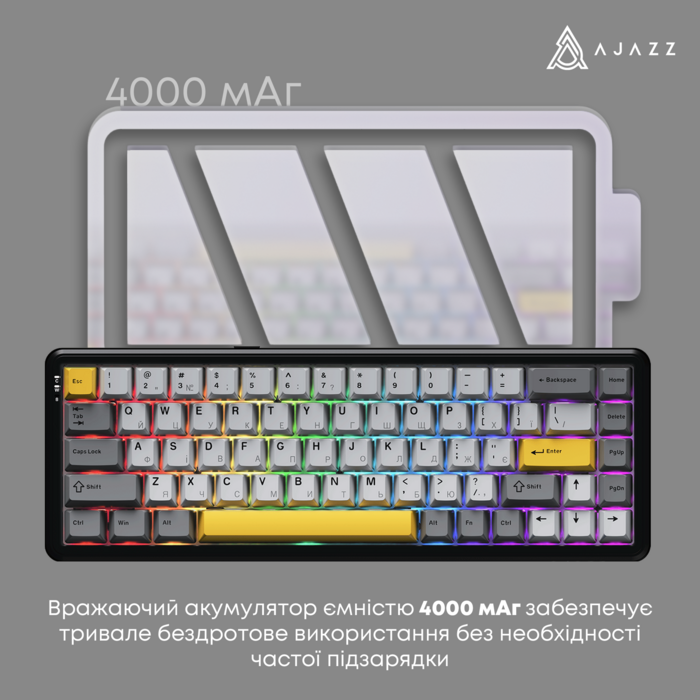 Клавіатура механічна бездротова Ajazz AK680 MAX (8+8K) Magnetic Switch RGB Wireless/BT/USB Black