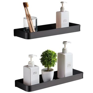 Поличка для душу без свердління, 2 шт. Алюмінієва поличка для душу та ванної кімнати, чорна