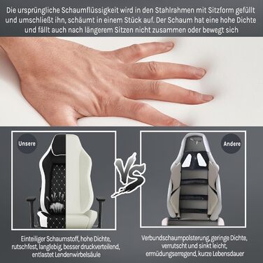 Ігровий крісло WOLTU, ергономічний офісний стілець з інтегрованим м'яким наповнювачем, адаптивною підтримкою попереку, підставкою для ніг та регульованими підлокітниками, металевий каркас