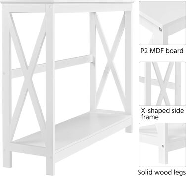 Консольний стіл Yaheetech, Стіл для передпокою з полицею, 101.5 x 30 x 81 см, Дерево, Скандинавський дизайн, Білий