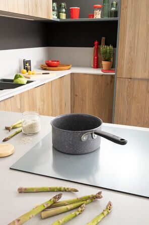 Каструля Lagostina Tempra Mineral, Ø 16 см, з нержавіючої сталі та алюмінію, з мінеральним покриттям, силіконовий ручка, ефект каменю, для всіх джерел тепла
