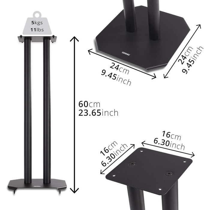 Дюронічна SPS1022 Підставка для динаміків, 60 см, до 5 кг, Комплект з 2 шт. , Металева, HiFi, Домашній кінотеатр Об'ємний звук