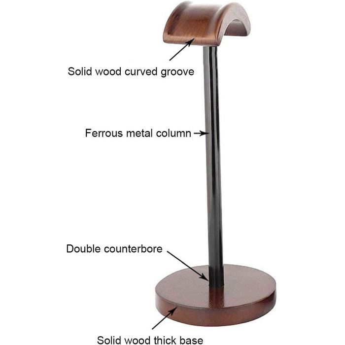 Підставка для навушників GEZICHTA з натурального дерева, металева стійка, гнучка підставка для ігрових навушників