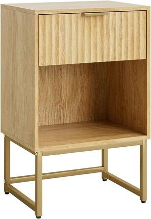 Приліжкові столики з відкритою полицею, журнальний столик для спальні та вітальні (горіх) (40 x 30 x 60 см, фініш з текстурованої дуба)