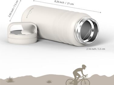 Термопляшка GRANDTIES 946мл з широким горлом та двома кришками, для чоловіків та жінок, колір слонова кістка