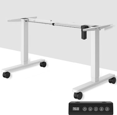 Стіл JUMMICO з регулюванням висоти: міцний каркас, 3 пам'яті, для сидіння та стояння (білий), 100 x 160 см