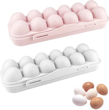 Осередків для зберігання яєць, тримач для яєць, пластик, ящик для яєць, багаторазовий, з кришкою, сірийрожевий, для вулиці, дому, пікніка (50 символів), 2 шт., 12