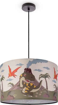 Підвісна лампа дівчинка хлопчик стельовий світильник дитяча кімната лампа тканина E27 абажур джунглі тварини 1,5 м текстильний кабель скорочується динозавр дино