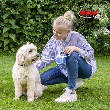 Висувний повідець для собак Flexi New Comfort (Ізолента), для собак вагою до 25 кг, 4,9 м, середнього розміру, синього/пастельного тонів