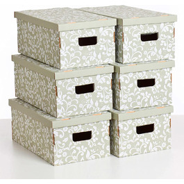 Квітковий набір Kanguru la coperta con le maniche UNDUETRE, що складається з 3 простих ящиків для зберігання, картон / білий, 29x5h20 см, 3 (Сірий, 6 коробок)