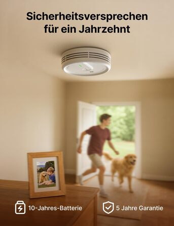 X-Sense Розумний димовий датчик з Wi-Fi, EN 14604, нічний режим, 10 років служби, змінна батарея, керування через додаток, XS0E-iR, білий