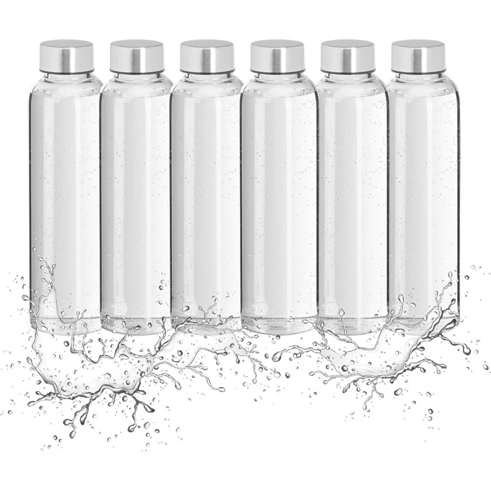 Набір скляних пляшок для води Relaxdays 6 шт 500 мл прозорий