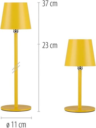 LED настільна лампа SellTec на акумуляторі, USB, біла, диммувана, IP54 для саду, кемпінгу, балкону, тераси (жовта)