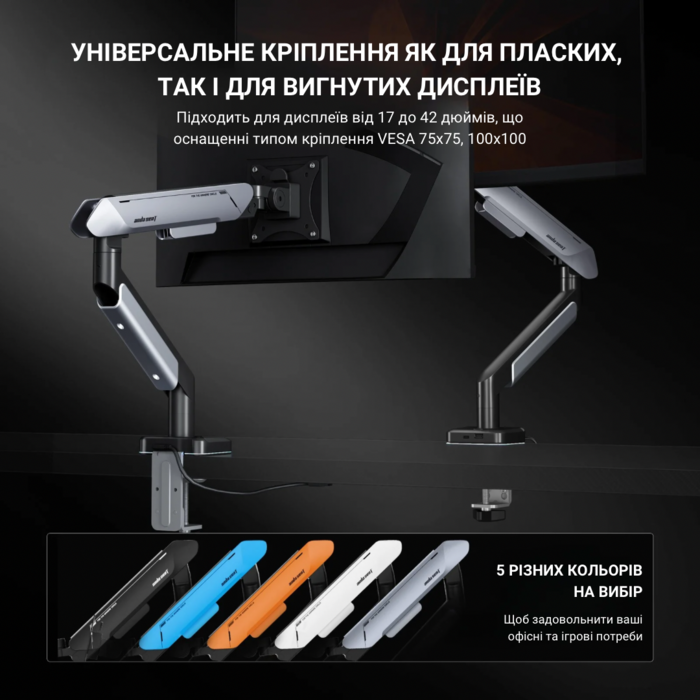 Настільне кріплення для монітора Anda Seat Stealth Pro II RGB 17’’-42’’ Black