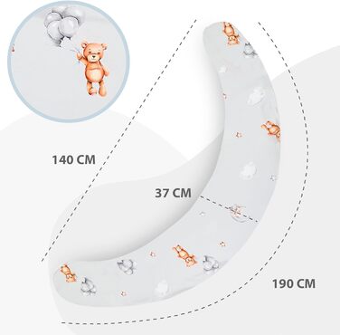 Подушка для вагітних Totsy Baby Stillkissen XXL - 190 см, бавовна, Oeko-Tex, бежева з зірками