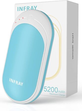 Infray грілка для рук USB, акумулятор 5200mAh, електрична грілка для рук з двостороннім нагрівом, синій - ідеальний подарунок на зиму для жінок та чоловіків