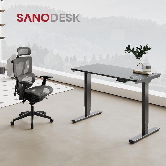 Регульований стіл Sanodesk 160x80 см, білий + ahron, електричний, ергономічний, з подвійним мотором