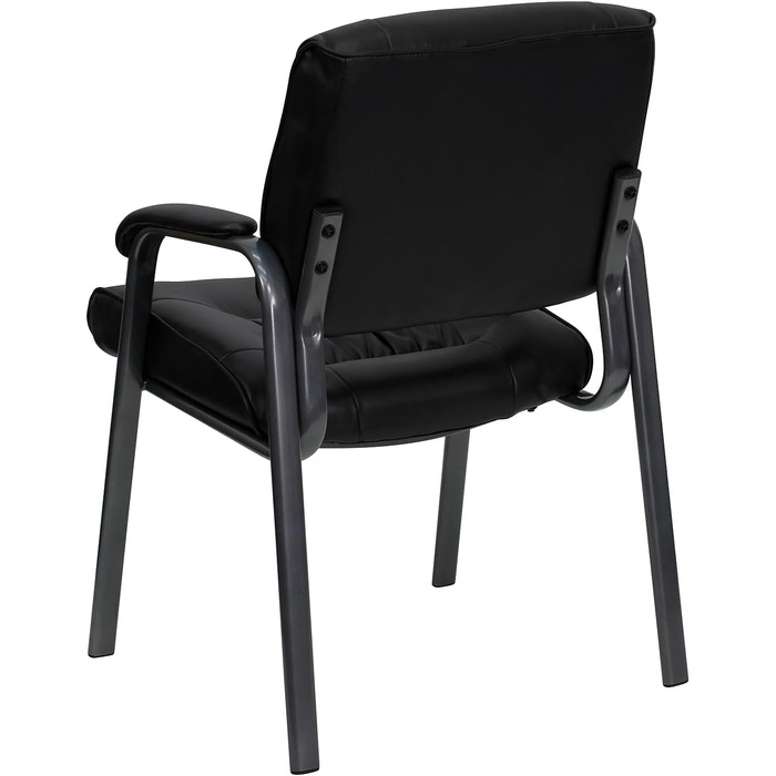 Крісло-табурет Haeger від Flash Furniture з шкіри, з рамою титаново-сірого кольору з порошковим покриттям, чорне, шкіряне сидіння/титановий каркас