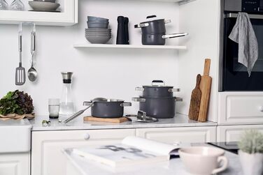 Набір посуду ZWILLING PURE, 5 предметів, з нержавіючої сталі 18/10, керамічне покриття, Stay-Cool ручки, придатний для миття в посудомийній машині (антрацитово-сірий)