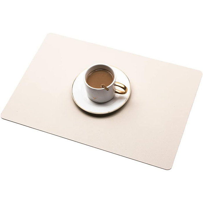 Набір тканих серветок з екошкіри для столу, водонепроникні, стійкі до бруду та тепла, можна мити, PU серветки для кухні та декору (кремовий, 6 шт.)