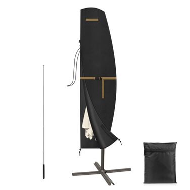 Захисний чохол для подвійного парасоля VANSHEIM, діаметр до 400 см. Водонепроникний, захист від УФ-променів. Підходить для парасолів-наметів з ніжкою. Розмір 460x270 см (220x45/70/50 см).