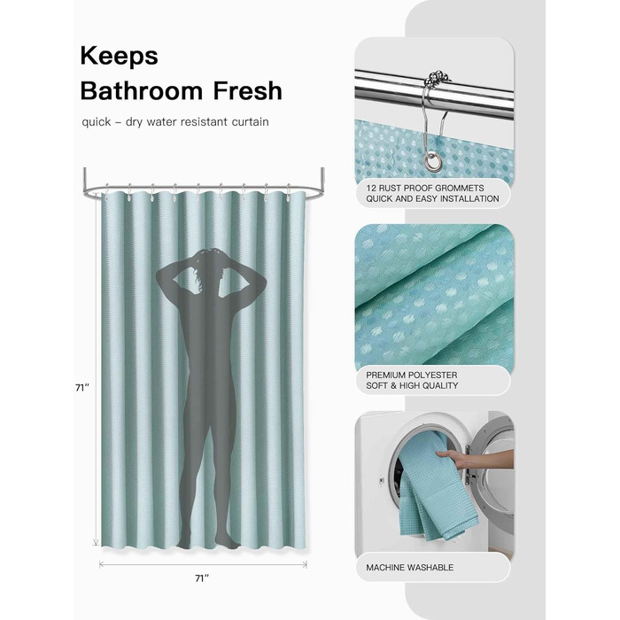 Набір аксесуарів для ванної кімнати IMAVO, 9 предметів: сміттєвий бак, дозатор мила, мильниця, тримач для зубних щіток, стакан для зубних щіток, тримач для унітазного йоржика, диспенсер для ватних паличок (Блакитний, 26 предметів + шторка для душу з факту