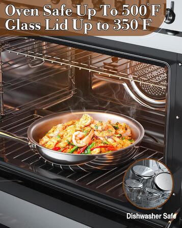 Набір каструль та сковорідок Cook N Home з нержавіючої сталі (7 предметів) з кришками з термостійкого скла, індукційний, придатний для миття в посудомийній машині, сріблястий (сковорода 25 см)
