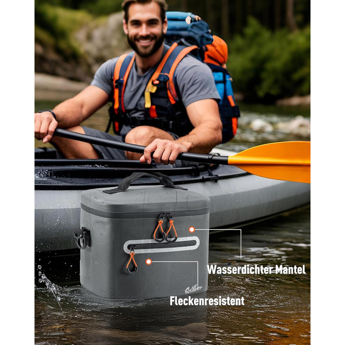 Термосумка-холодильник 14л ізольована водонепроникна темно-сіра для кемпінгу, пікніка, пляжу та грилю